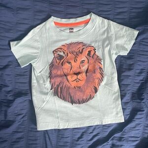 Tea Collection Light Blue Tee with Orange Lion Graphic